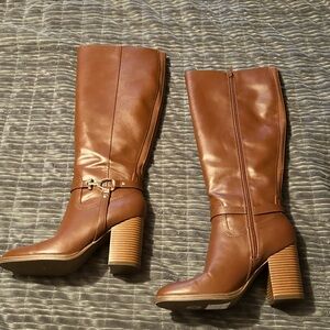Brown Leather Knee-High Boots